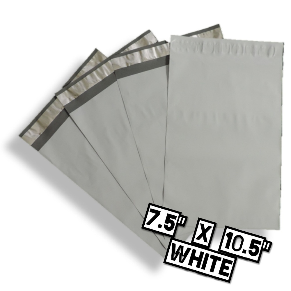 50 White Poly Mailers 7.5x10.5